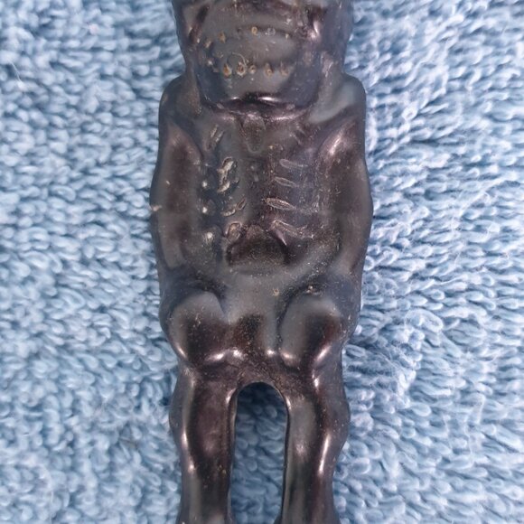 3’’ Vintage Hand Carved Genuine Magnetic Black Jade Skeleton Talisman Amulet - Picture 3 of 9